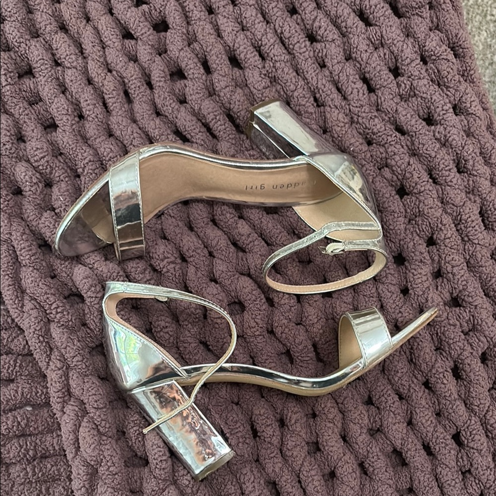 Silver Block Heel Sandals